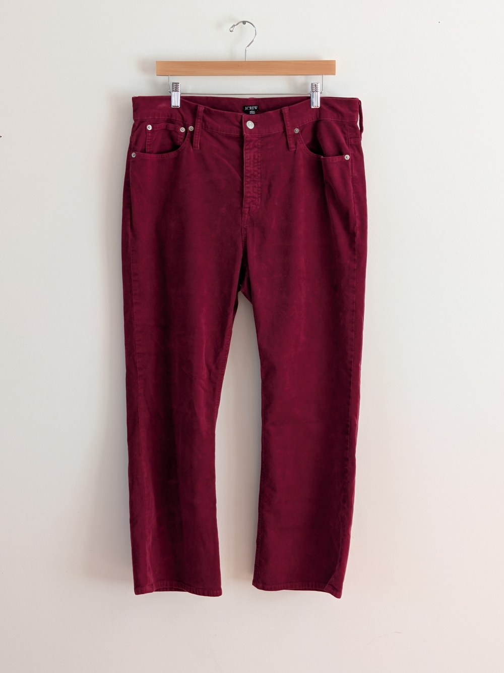 J. Crew Wine Corduroy Straight Leg Jeans